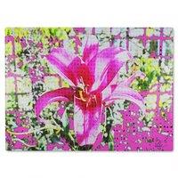 Benjamin Tate Design Pink Flower Glass Chopping Board in Natural