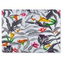 Benjamin Tate Design Monochrome Leaves Glass Chopping Board in Natural