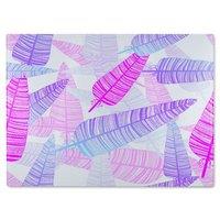 Benjamin Tate Design Purple Feathers Glass Chopping Board in Natural