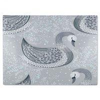 Benjamin Tate Design Decorative Swans Glass Chopping Board in Natural