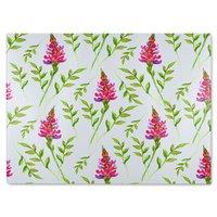 Benjamin Tate Design Pink & Green Leaves Glass Chopping Board in Natural