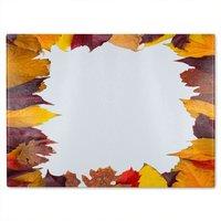 Benjamin Tate Design Orange & Purple Autumn Glass Chopping Board in Natural