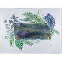Benjamin Tate Design Green Leaves Board Glass Chopping Board in Natural