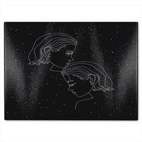 Benjamin Tate Design Gemini Zodiac Sign Dining Glass Chopping Board in Natural