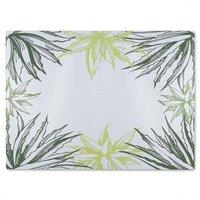 Benjamin Tate Design Green Leaf Border Glass Chopping Board in Natural