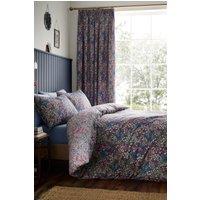 Dreams & Drapes 'Bessie' Ditsy Floral Reversible Duvet Cover Set in Navy | Size: Super King