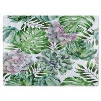 Benjamin Tate Design Watercolour Botanical Leaves Glass Chopping Board in Natural
