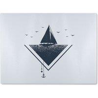 Benjamin Tate Design Sailboat At Sea Glass Chopping Board in Natural
