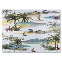 Benjamin Tate Design Palm Trees Glass Chopping Board in Natural