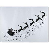 Benjamin Tate Design Santa Claus Flying Dining Glass Chopping Board in Natural