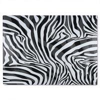 Benjamin Tate Design Zebra Animal Print Glass Chopping Board in Natural