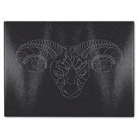 Benjamin Tate Design Aries Zodiac Sign Dining Glass Chopping Board in Natural