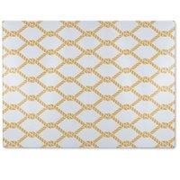 Benjamin Tate Design Gold Chainlink Rope Glass Chopping Board in Natural