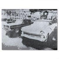 Benjamin Tate Design Cool Cars Satin Silver Glass Chopping Board in Natural