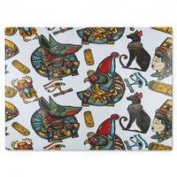 Benjamin Tate Design Queen Cleopatra History Glass Chopping Board in Natural