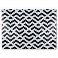 Benjamin Tate Design Black & White Geometric Glass Chopping Board in Natural