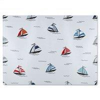 Benjamin Tate Design Red & Blue Sailboats Glass Chopping Board in Natural
