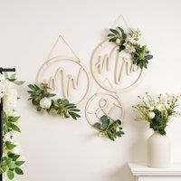 Scottish Everlastings Ltd Set 3 Mr & Mrs Hoops D35/D25cm in Light Brown