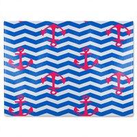 Benjamin Tate Design Anchors On Zig Zag Stripes Glass Chopping Board in Natural