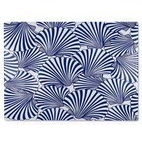 Benjamin Tate Design Striped Sea Shells Glass Chopping Board in Natural