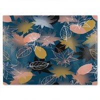 Benjamin Tate Design Maple Leaves Glass Chopping Board in Natural