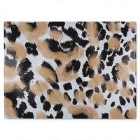 Benjamin Tate Design Leopard Spots Print Glass Chopping Board in Natural
