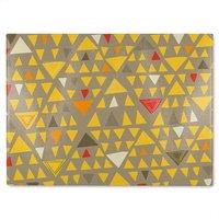 Benjamin Tate Design Yellow Geometric Triangles Glass Chopping Board in Natural
