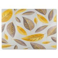 Benjamin Tate Design Botanical Gold & Purple Leaf Glass Chopping Board in Natural