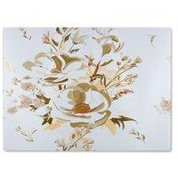 Benjamin Tate Design Golden Flower Print Glass Chopping Board in Natural