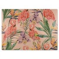 Benjamin Tate Design Tropical Flamingo Glass Chopping Board in Natural