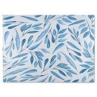 Benjamin Tate Design Watercolour Blue Branches With Leaves Glass Chopping Board in Natural