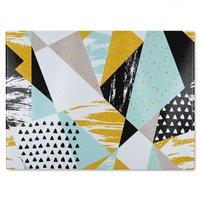 Benjamin Tate Design Geometric Shapes & Brush Strokes Glass Chopping Board in Natural