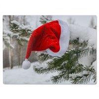 Benjamin Tate Design Santa Claus Hat Dining Glass Chopping Board in Natural