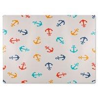 Benjamin Tate Design Multi Coloured Anchors Glass Chopping Board in Natural