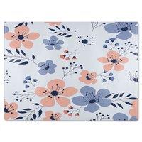 Benjamin Tate Design Pink & Blue Flowers Glass Chopping Board in Natural
