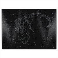 Benjamin Tate Design Capricorn Zodiac Sign Dining Glass Chopping Board in Natural