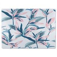 Benjamin Tate Design Winter Pink & Blue Flowers Glass Chopping Board in Natural