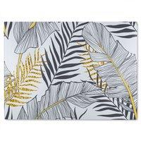 Benjamin Tate Design Gold & Black Leaves Glass Chopping Board in Natural