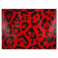 Benjamin Tate Design Red Leopard Print Glass Chopping Board in Natural