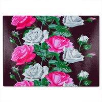 Benjamin Tate Design Pattern Of Pink & White Flowers Glass Chopping Board in Natural