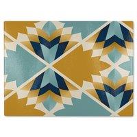 Benjamin Tate Design Cleopatra Fan Ethnic Pattern Glass Chopping Board in Natural