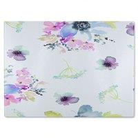 Benjamin Tate Design Watercolour Flowers Glass Chopping Board in Natural