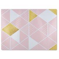 Benjamin Tate Design Pink & Gold Geometric Glass Chopping Board in Natural