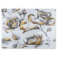 Benjamin Tate Design Golden Roses Glass Chopping Board in Natural