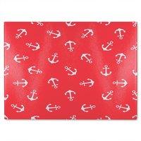 Benjamin Tate Design Anchors On Red Glass Chopping Board in Natural