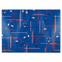 Benjamin Tate Design Flowers With Check Grid For Fashion Glass Chopping Board in Natural
