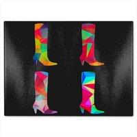 Benjamin Tate Design Geometric Boots Glass Chopping Board in Natural