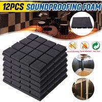 Living and Home 12pcs Acoustic Panels Studio Soundproofing Wall Tiles in Black