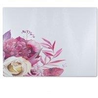 Benjamin Tate Design Pink Floral Glass Chopping Board in Natural