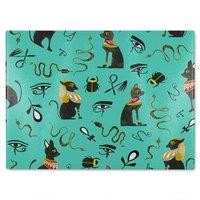 Benjamin Tate Design Hand Painting Abstract Ancient Egypt Horus Eye Signs Glass Chopping Board in Natural